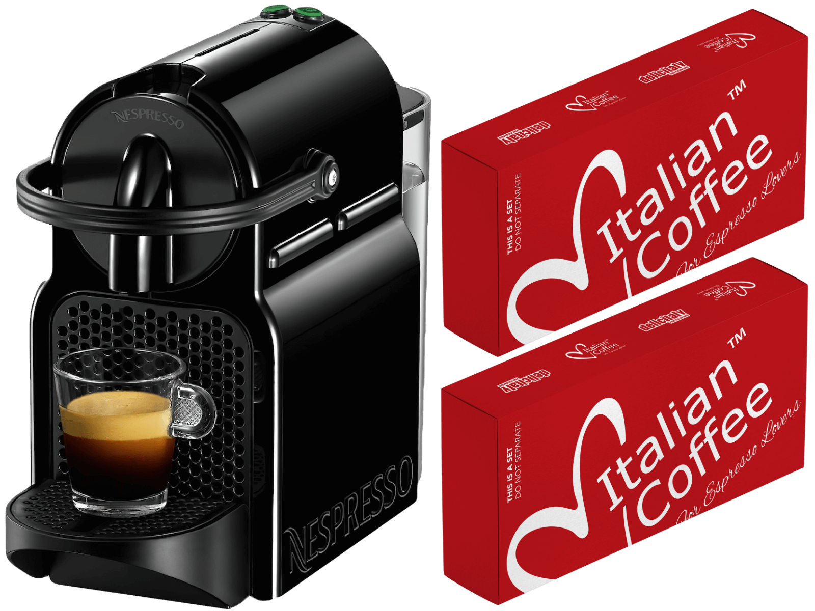 Inissia machine + 200 Aluminum Italian Coffee capsules