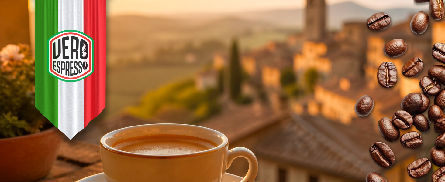 Vero Espresso Italian coffee capsules with rich espresso crema